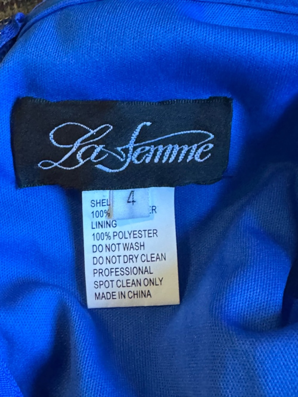 La Femme Royal Blue Lace Mermaid Prom Dress - Picture 6 of 6